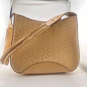 Celine vintage tan cream shoulder bag monogram